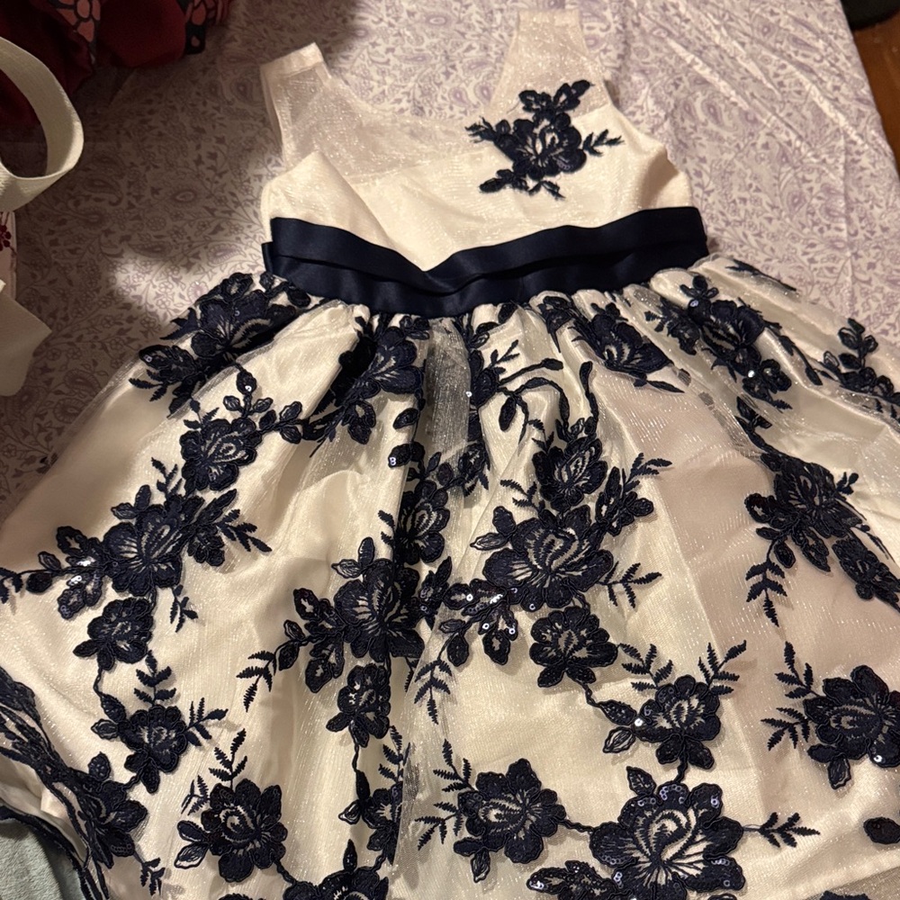 American Princess Navy and Cream Floral Dress